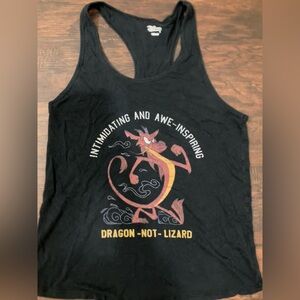 Disney Black Tank Top  Mulan Mushu Dragon Design
